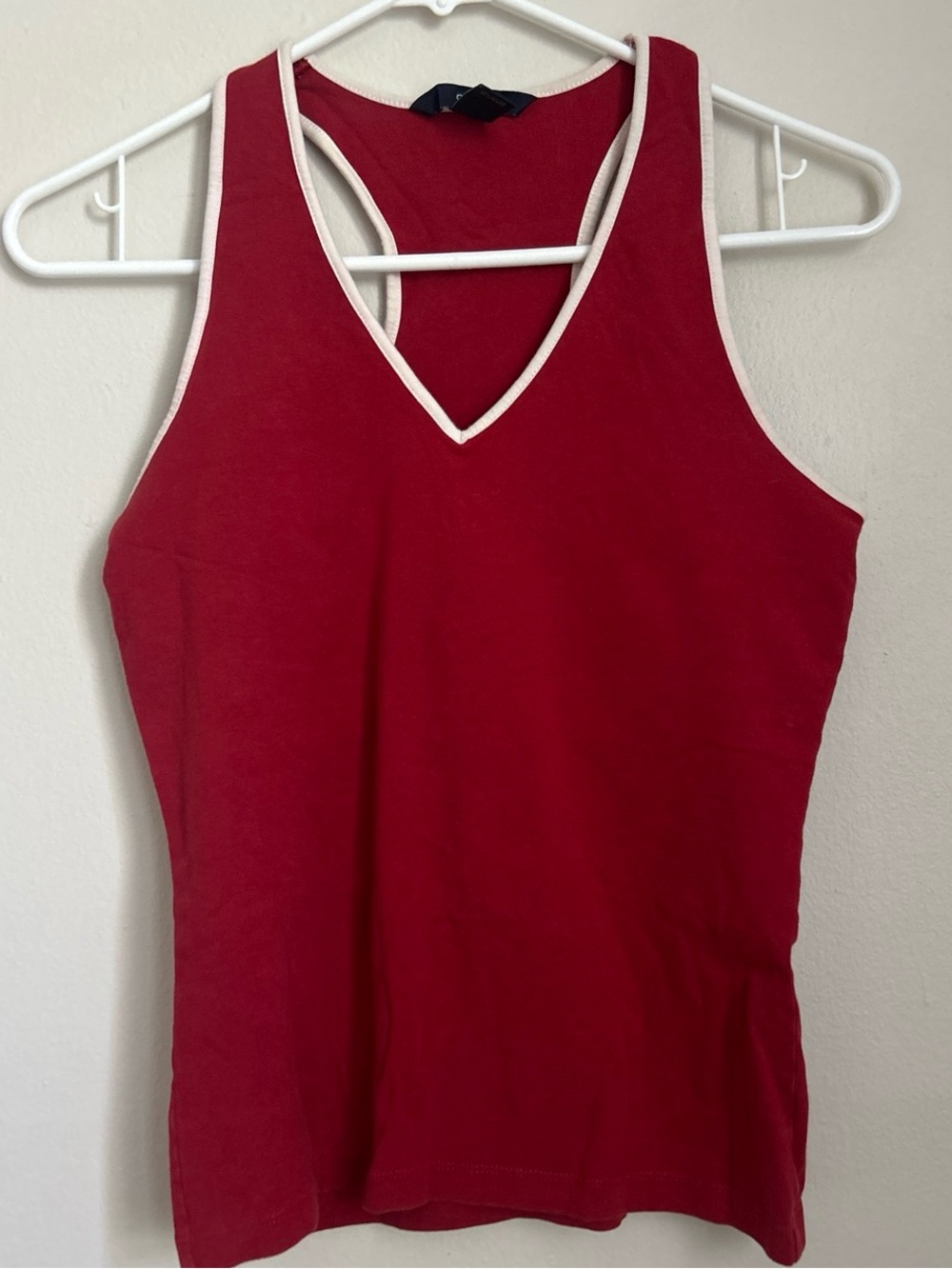 GAP Red V-Neck Tank with White Trim